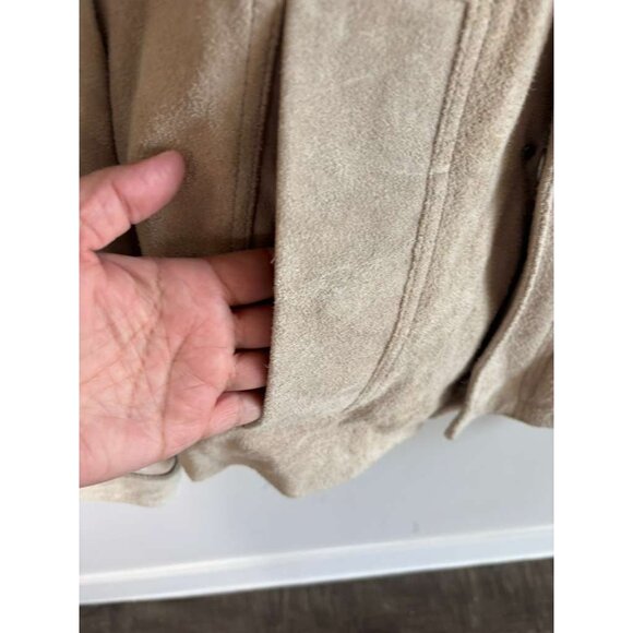 ZARA Mens Edition Long Sleeve Snap Button Suede Hoodie Jacket Tan Brown Size S-M - Picture 8 of 14